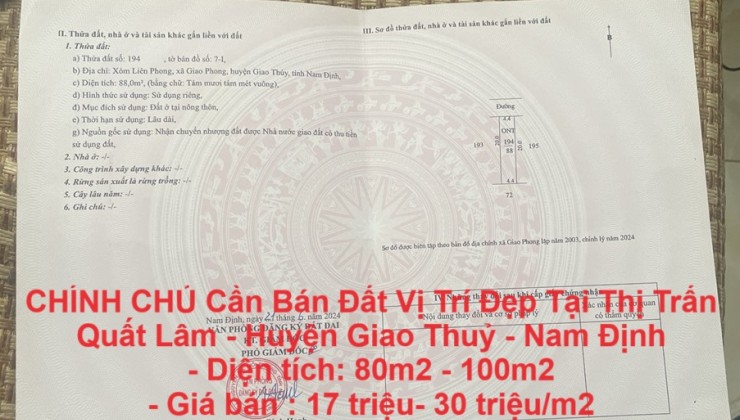 Đất Đẹp - Giá Tốt - Chính Chủ Cần Bán Lô Đất Vị Trí Đẹp Tại Tân Cộng, Đông Tân, TP Thanh Hóa, Thanh Hóa